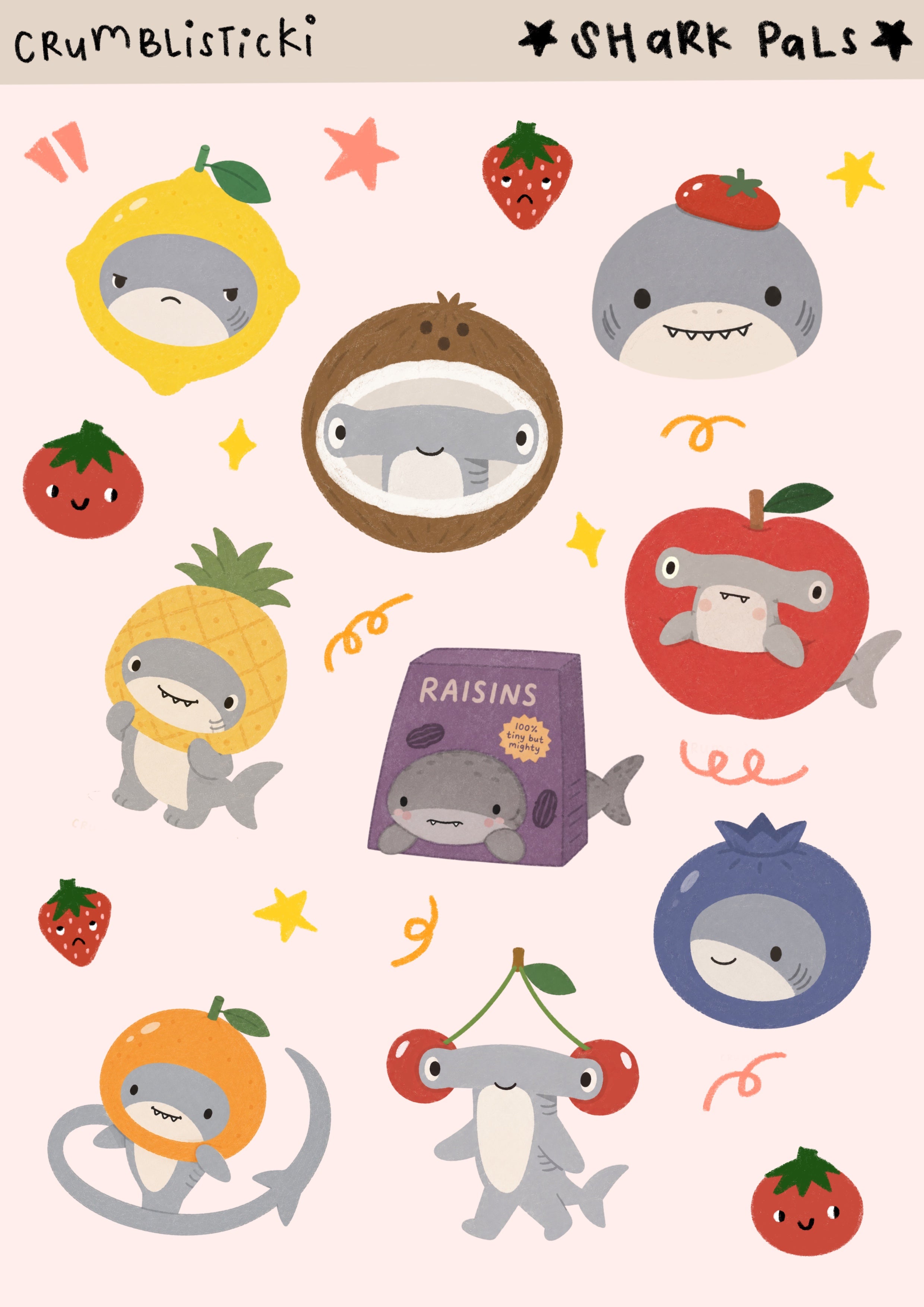 A6 Shark Pals Sticker Sheet